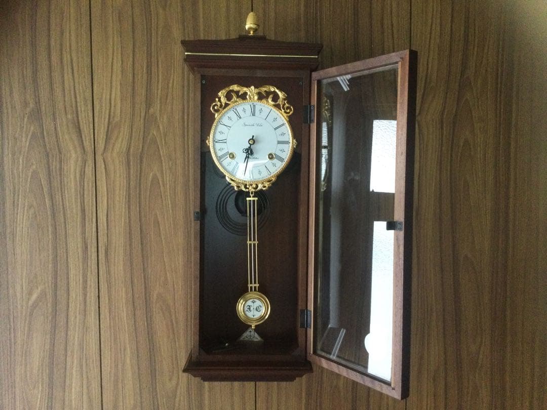 【昭和レトロ】アイチ高級掛け時計 木製品 (ジャンク)