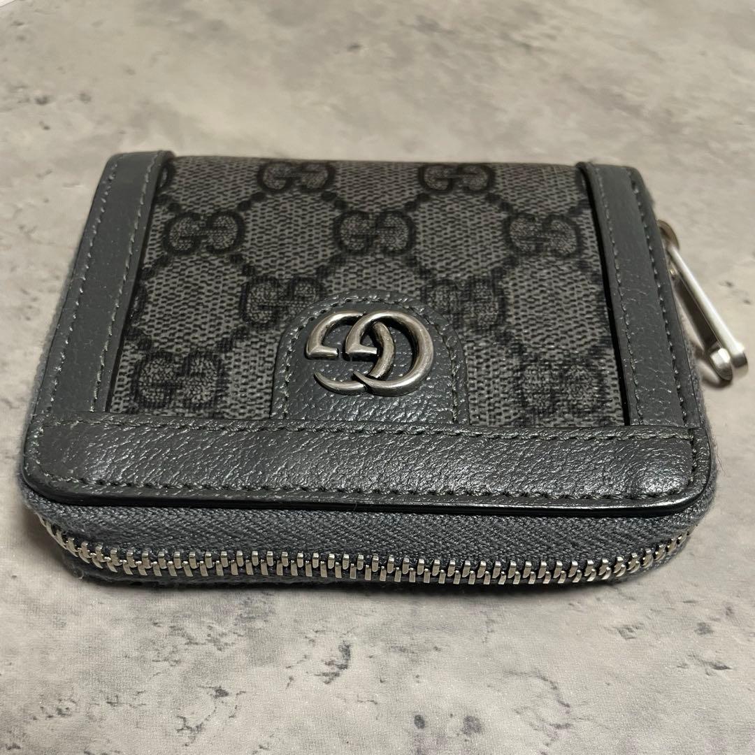 GUCCI GGモノグラム 二つ折り財布 グレー