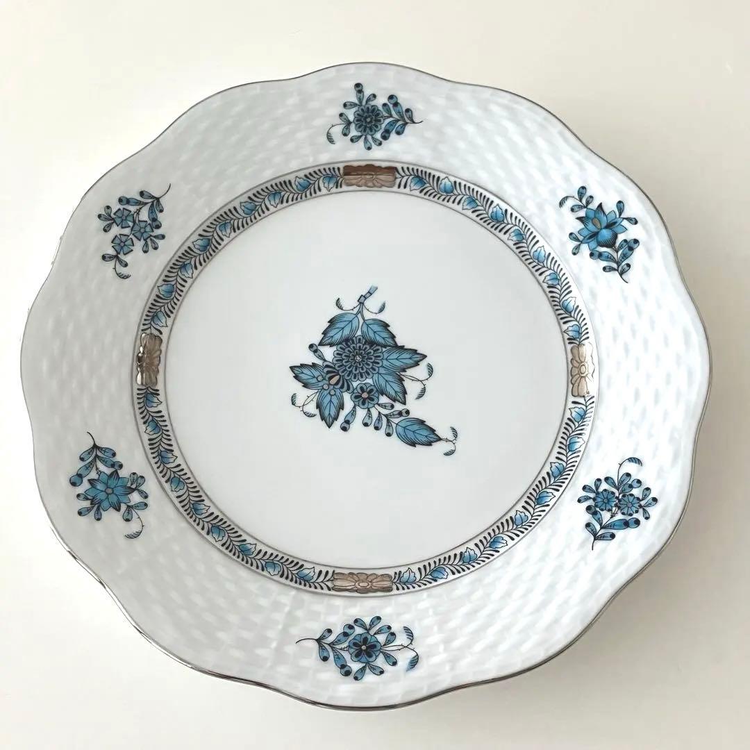 19cm ヘレンド　アポニー　ターコイズ　プラチナ　プレート
