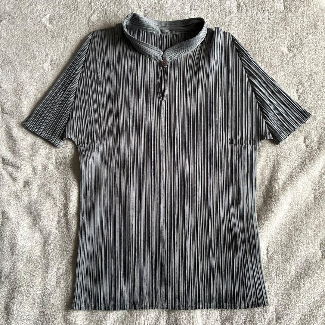 PLEATS PLEASE マオカラー　半袖トップス