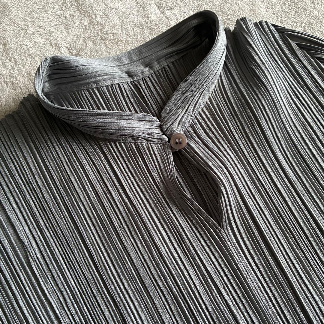 PLEATS PLEASE マオカラー　半袖トップス