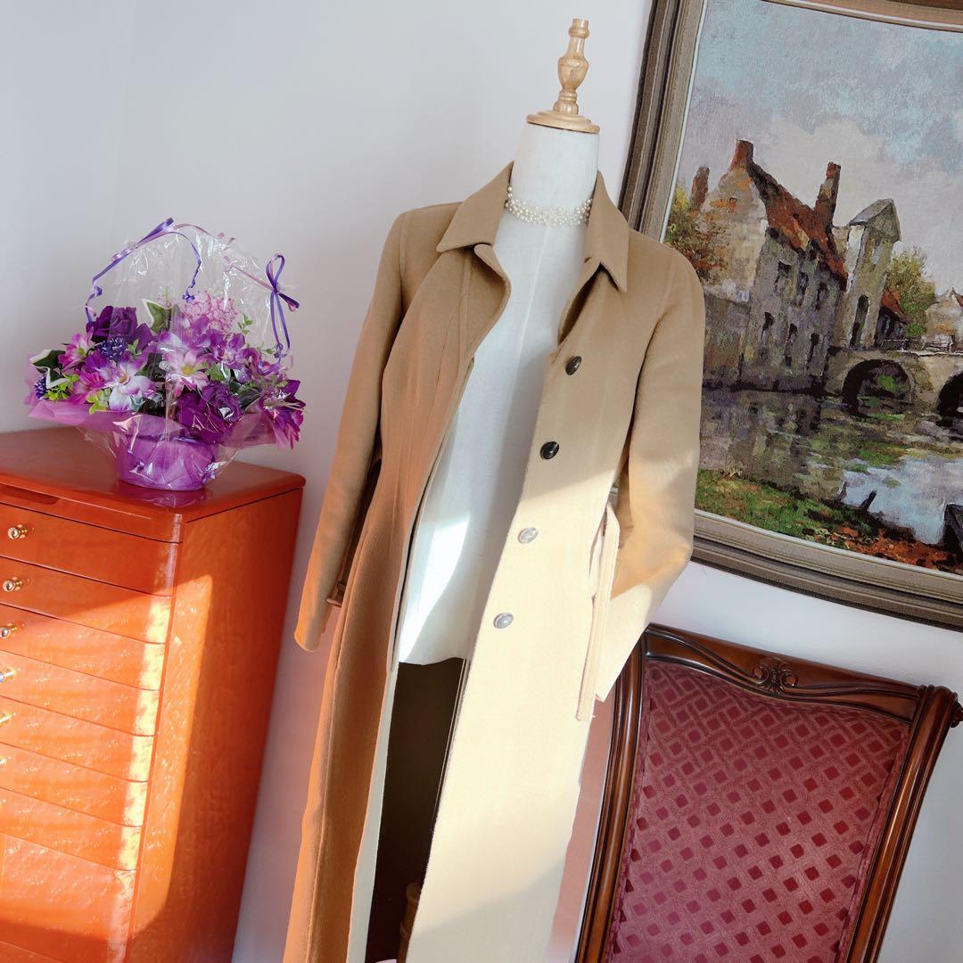 美品　VALENTINOヴァレンティノ ベルト付　ロング　コート キャメル