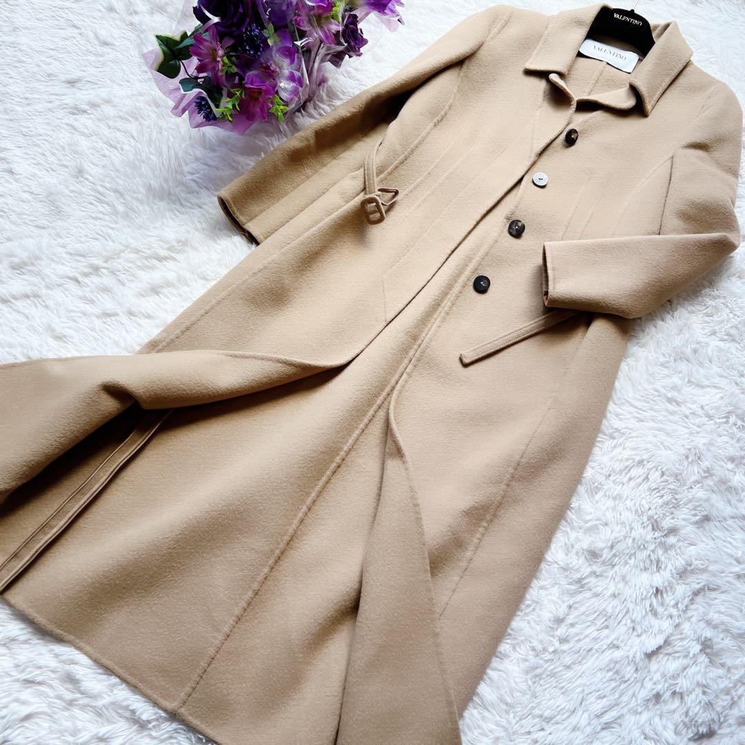 美品　VALENTINOヴァレンティノ ベルト付　ロング　コート キャメル