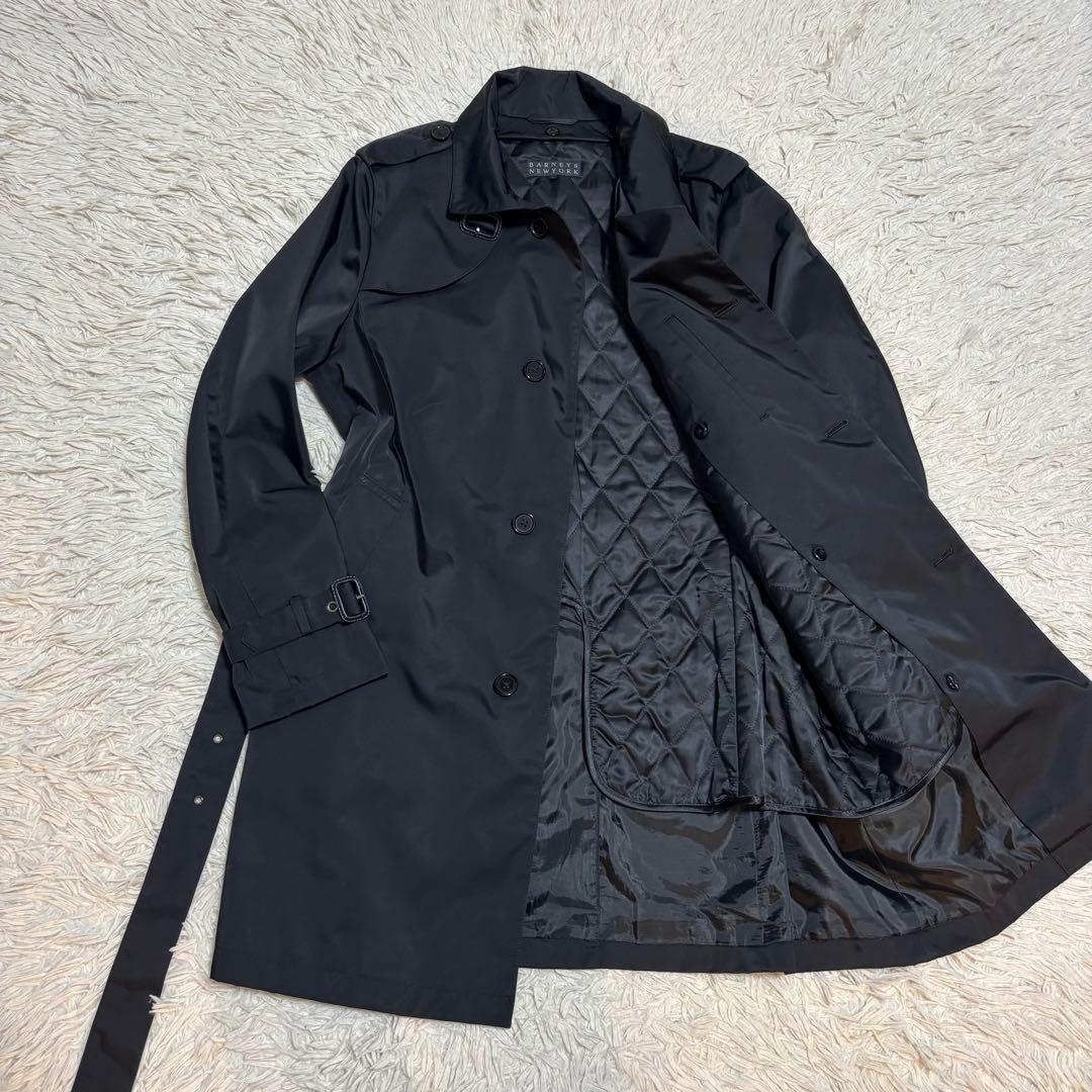 バーニーズニューヨーク トレンチコート キルティングライナー L ブラック