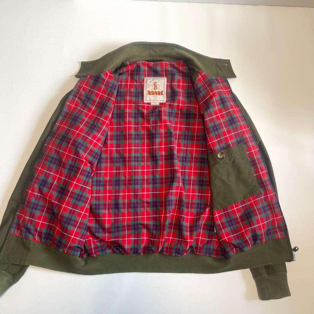 美品【バラクータ】スイングトップ ジャケット カーキ チェック 赤 38
