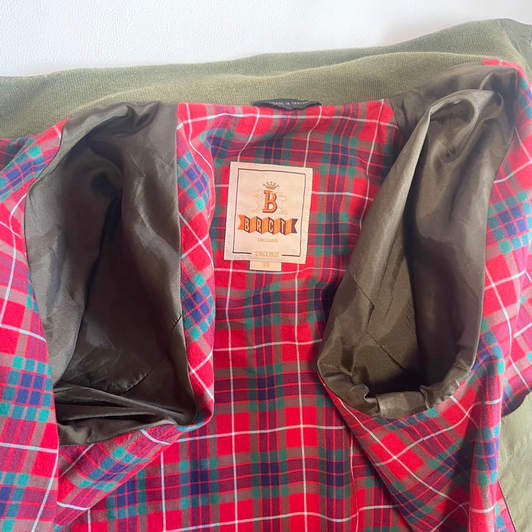 美品【バラクータ】スイングトップ ジャケット カーキ チェック 赤 38