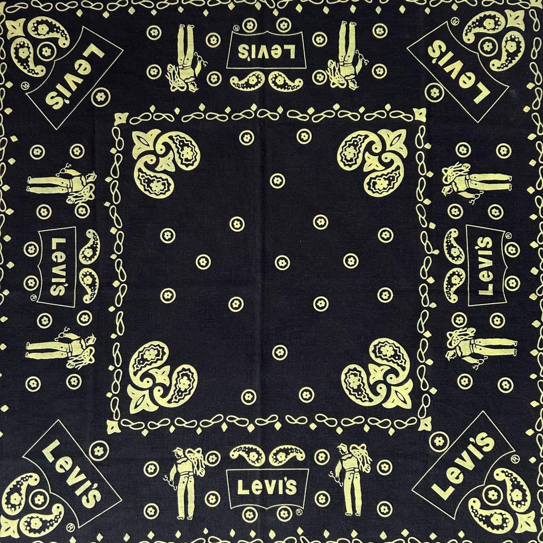 激レア 70s 80s リーバイス USA製 バンダナ ブラック 黒黄 ミント
