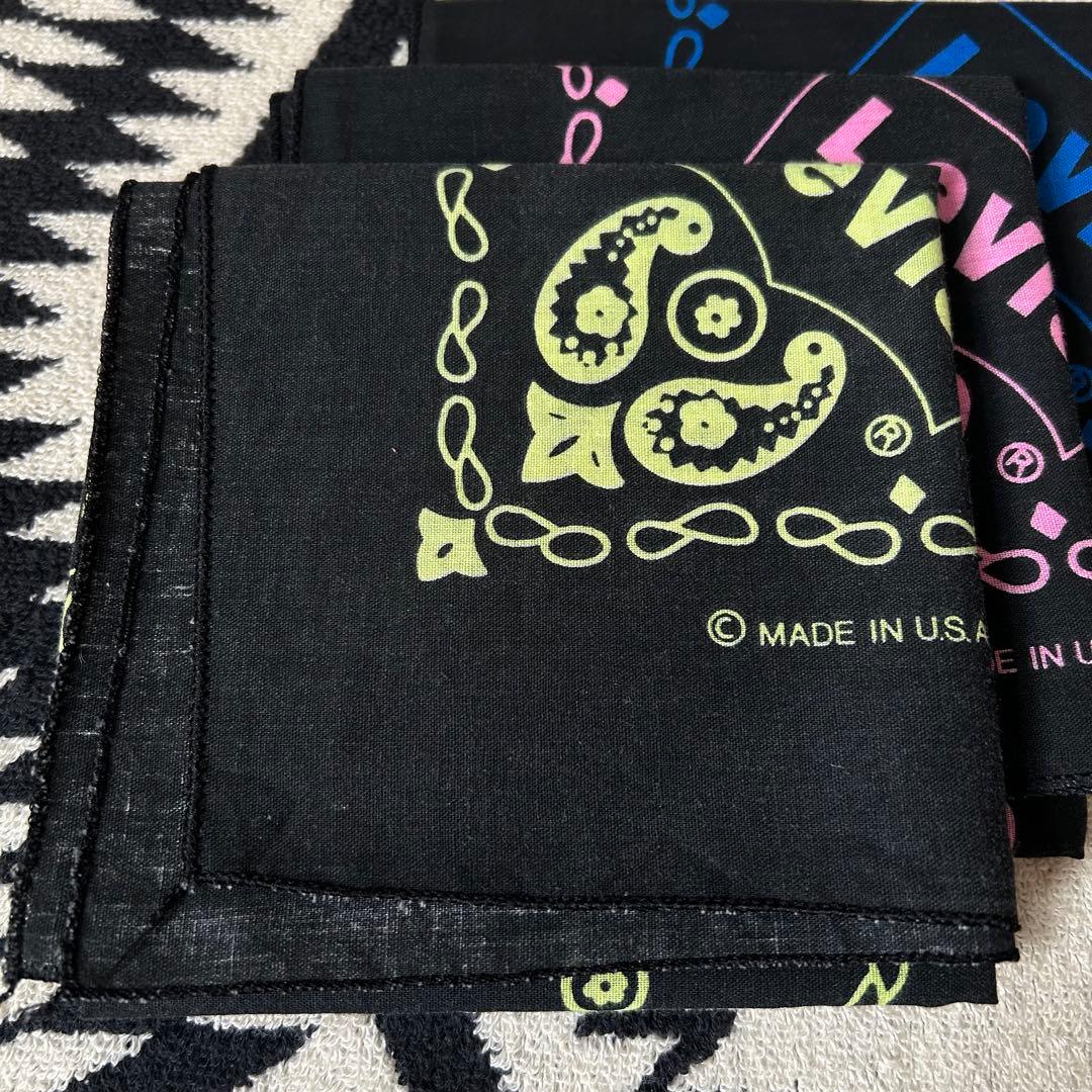 激レア 70s 80s リーバイス USA製 バンダナ ブラック 黒黄 ミント