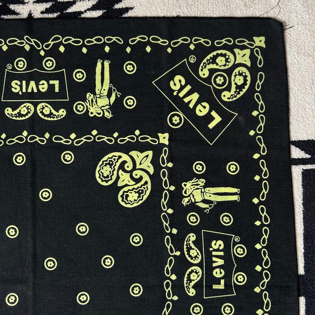 激レア 70s 80s リーバイス USA製 バンダナ ブラック 黒黄 ミント