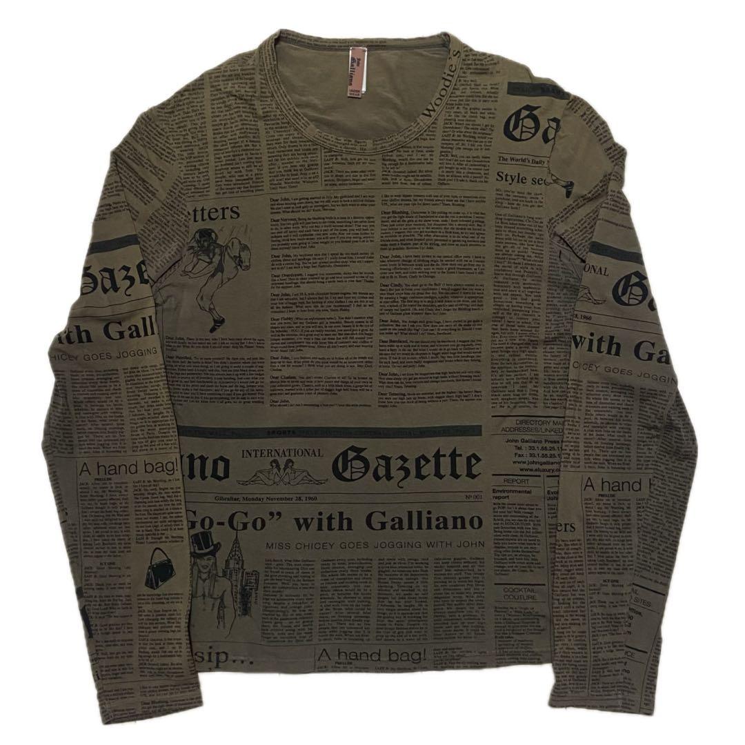 トップス Y2K John Galliano newspaper long tee