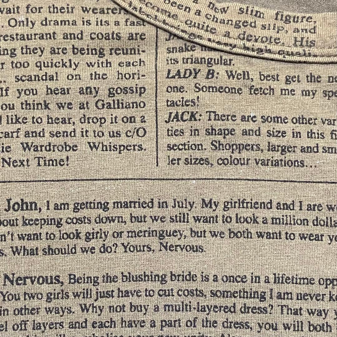 トップス Y2K John Galliano newspaper long tee