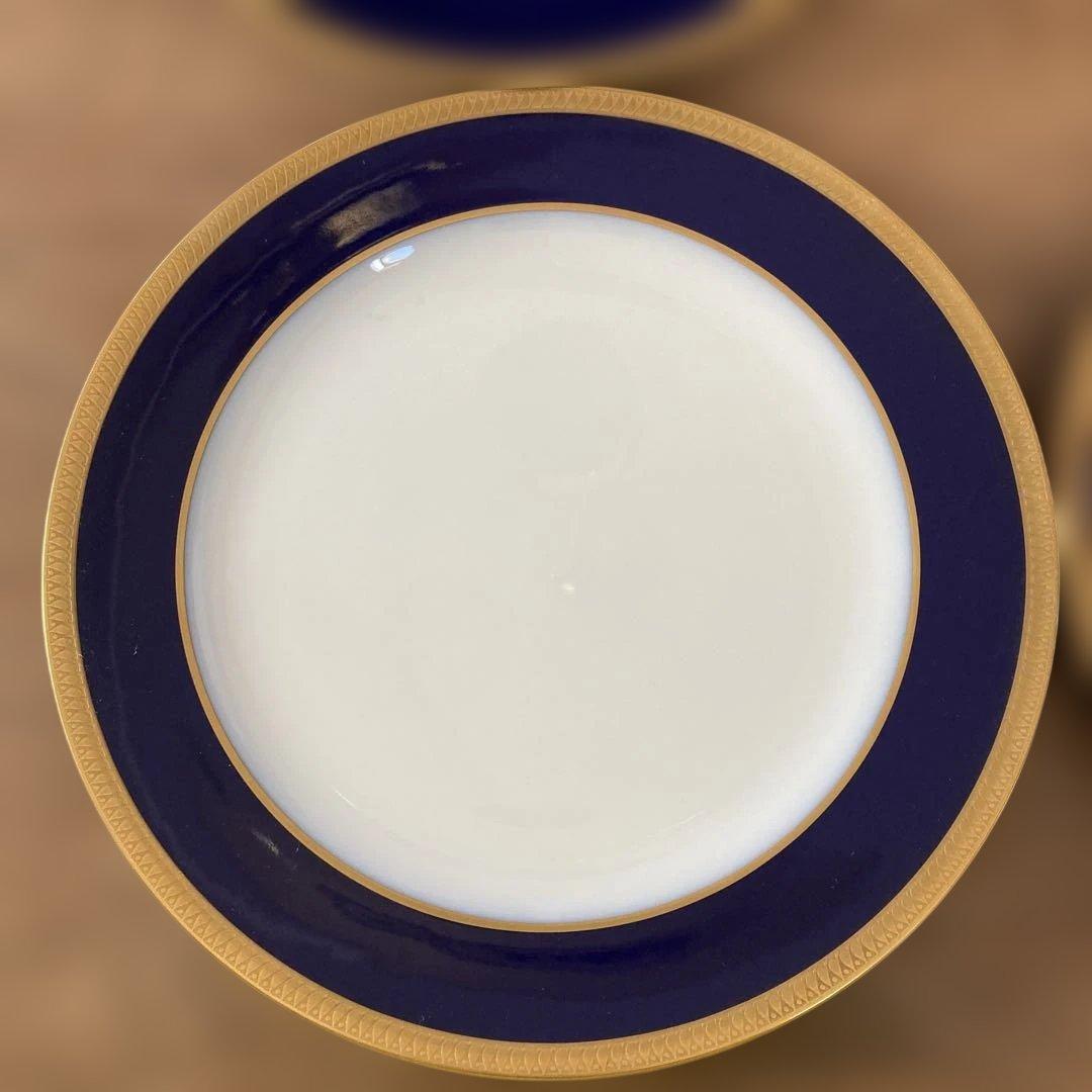 【ひろちゃん】大倉陶園　瑠璃片葉金蝕 26cmプレート5枚セット