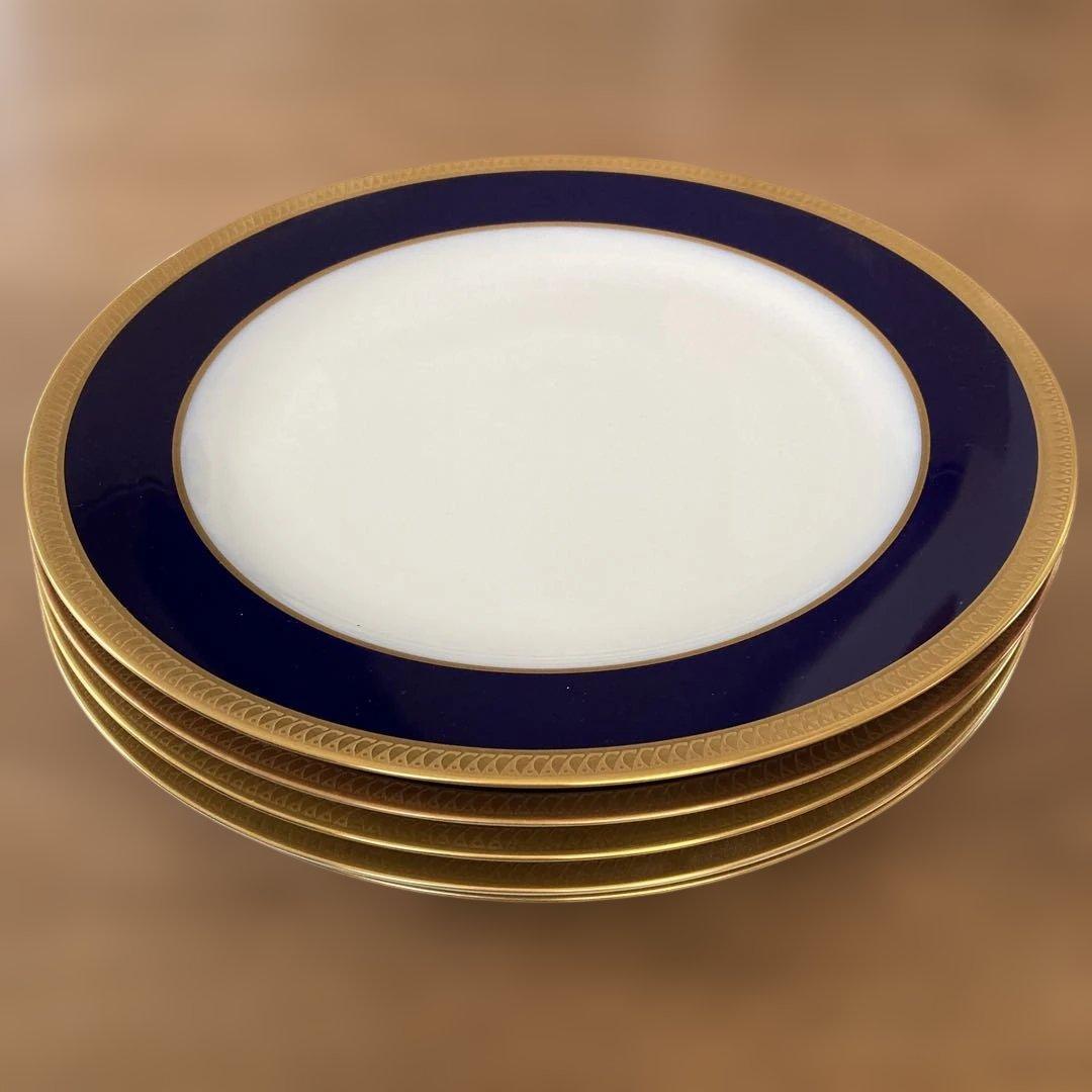 【ひろちゃん】大倉陶園　瑠璃片葉金蝕 26cmプレート5枚セット