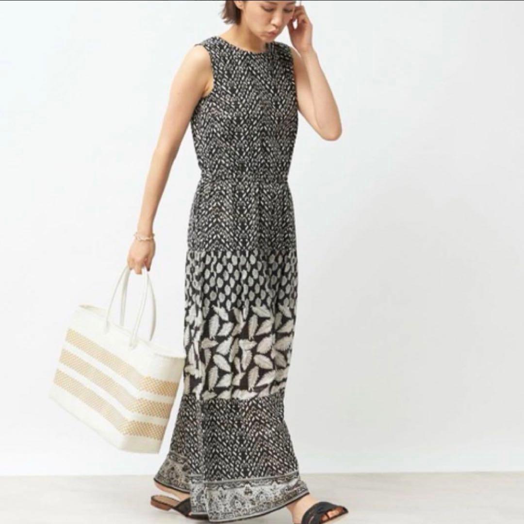 極美品 サラマリカ リーフプリント コットン オールインワン ワンピース