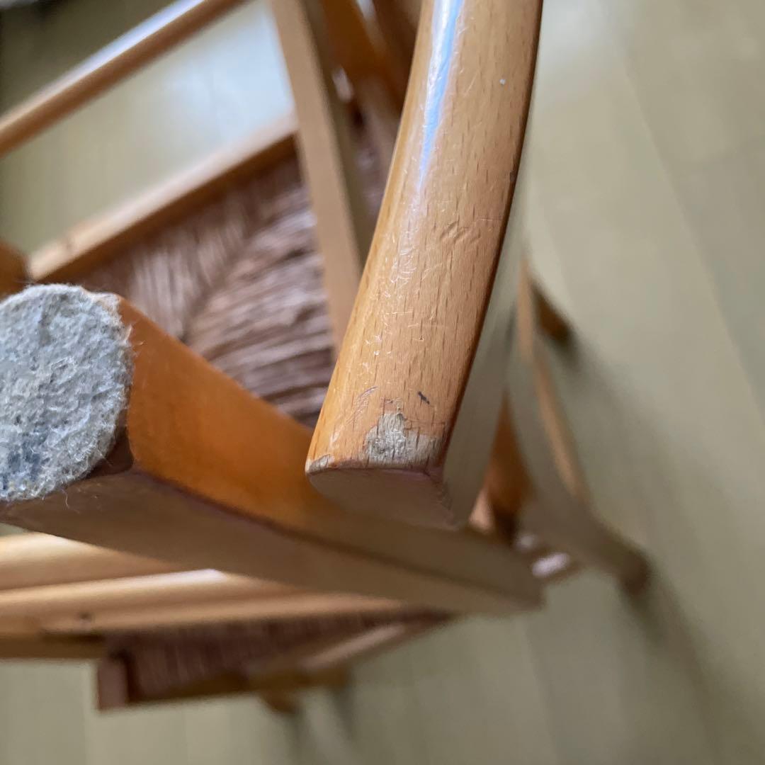 木製編み込み座面の椅子 2脚セット