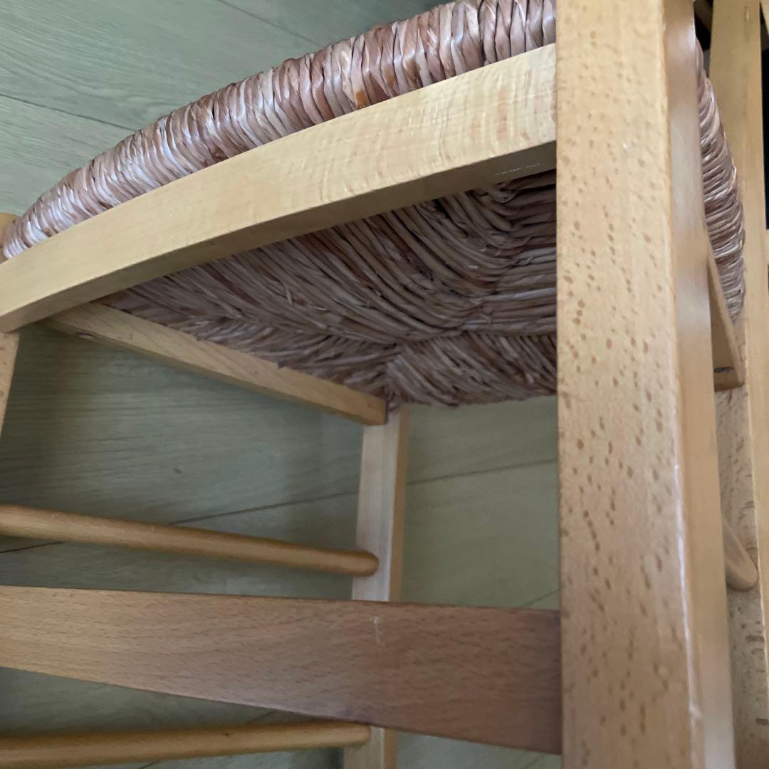 木製編み込み座面の椅子 2脚セット