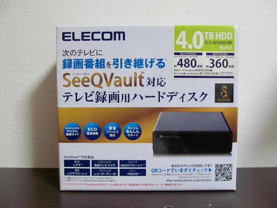 SeeQVault対応外付HDD★ELD-QEN040UBK【4TB良品】