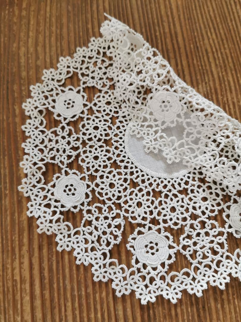 アンティーク アイリッシュリネン クロシェ編み花モチーフ ドイリー タティング風