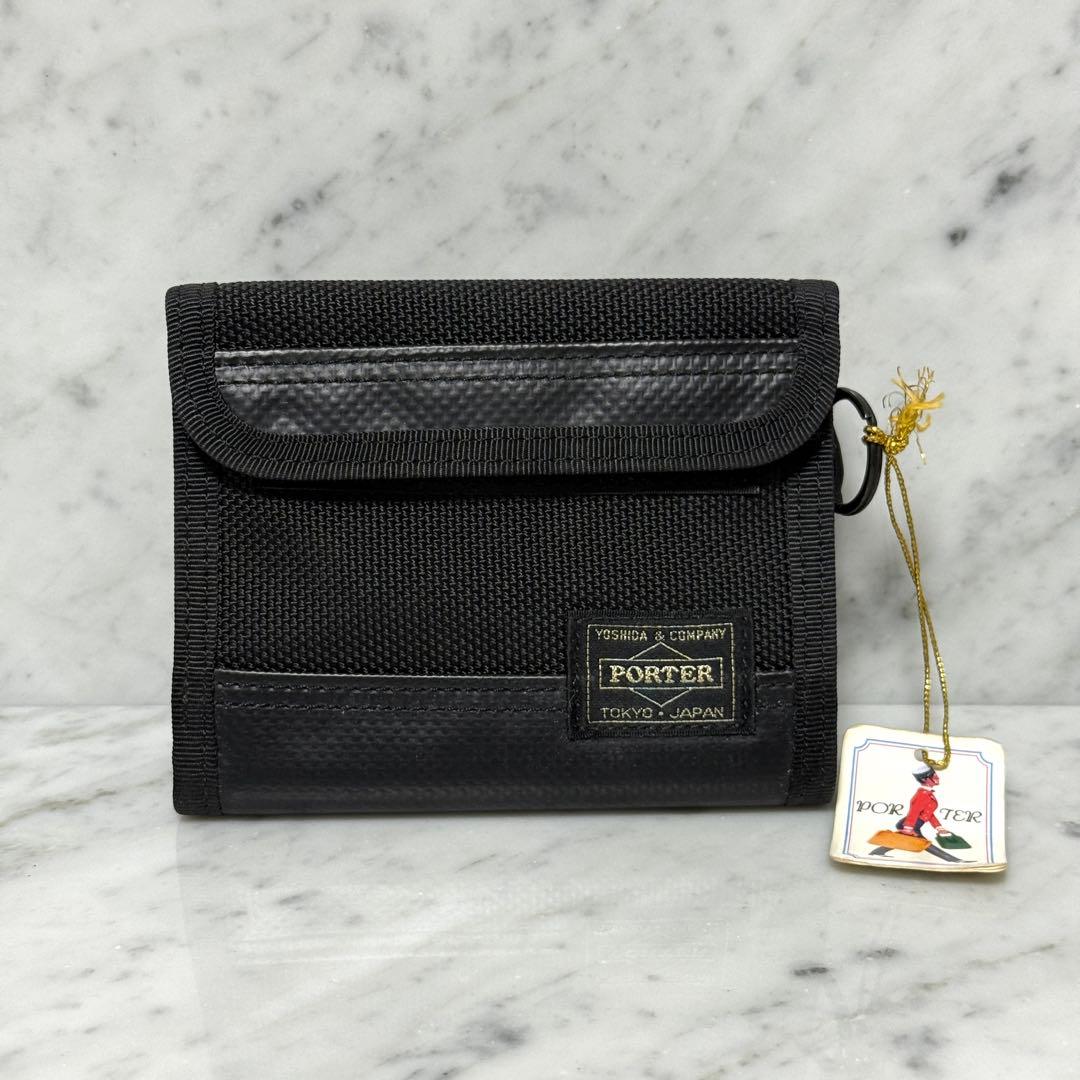 新品 未使用 PORTER ポーター 二つ折り財布 ブラック 黒 ナイロン