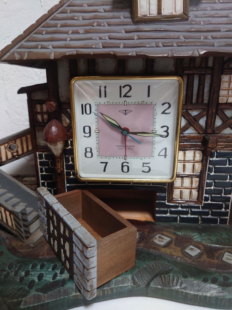 【2点セット】オルゴール付き木製置時計&オルゴール付き木製置物