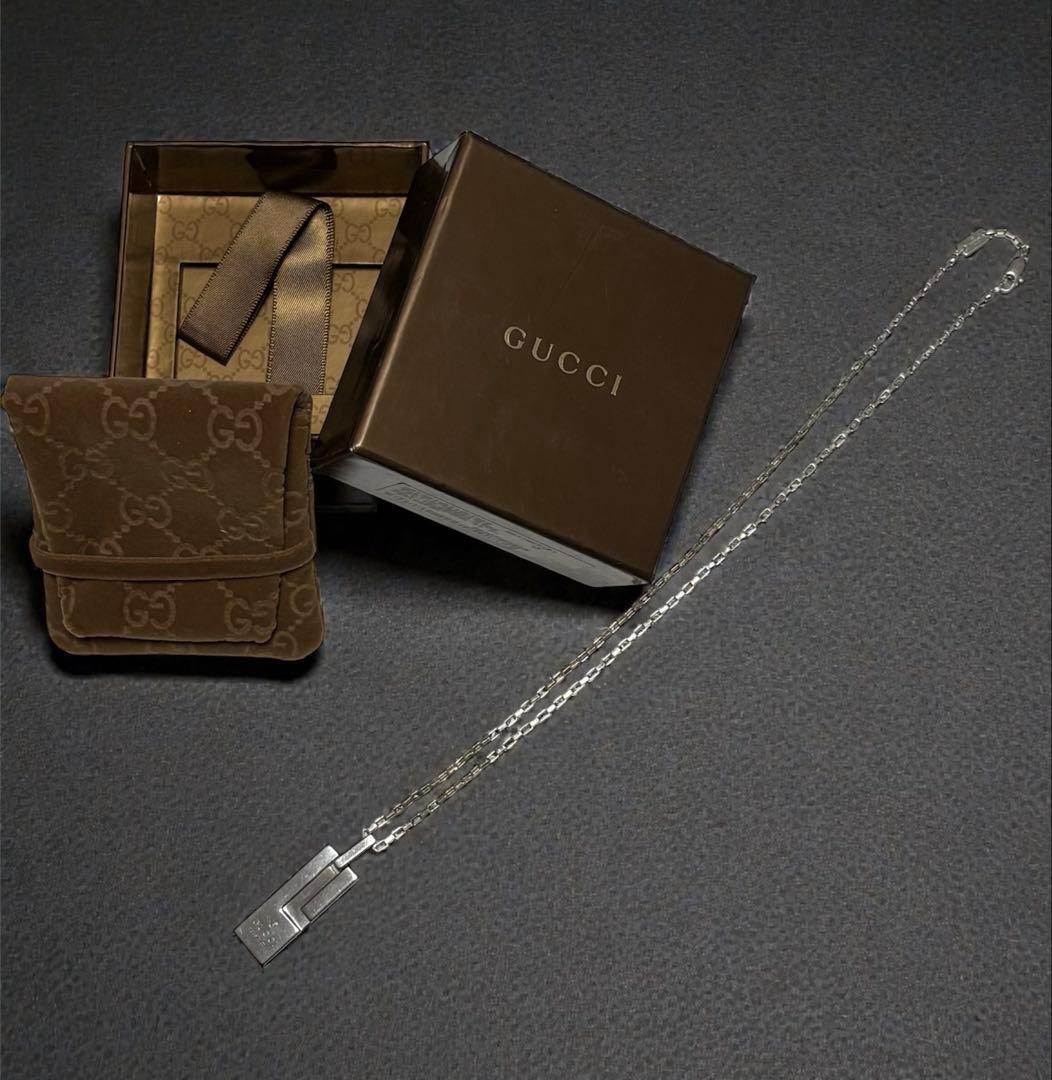 GUCCI グッチ シルバー 925 プレート Gロゴ ネックレス 美品！
