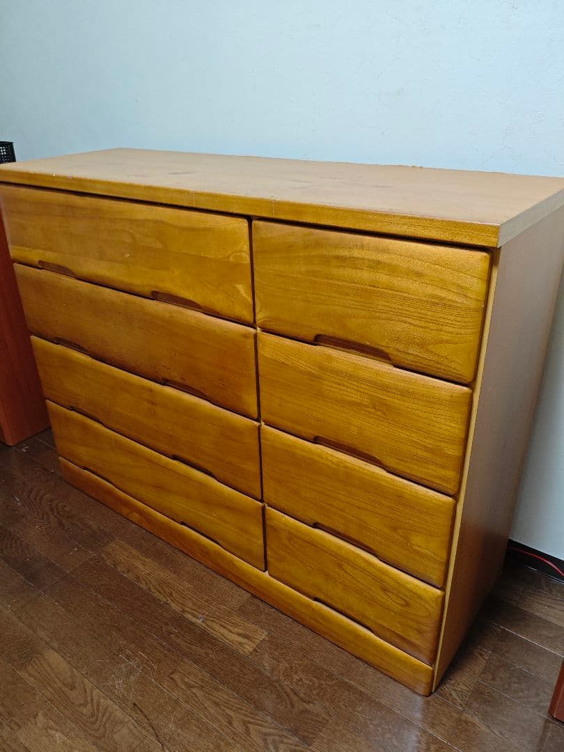 ナチュラルウッド 8引き出しチェスト　サイズ幅120　高さ90　奥行40