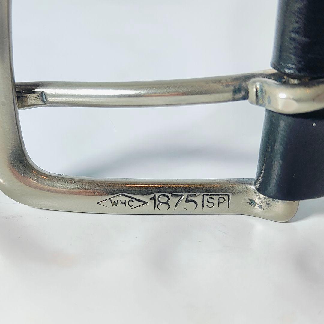 【極美品】Whitehouse Cox 英国製　極厚黒艶編込み　高級ドレスベルト