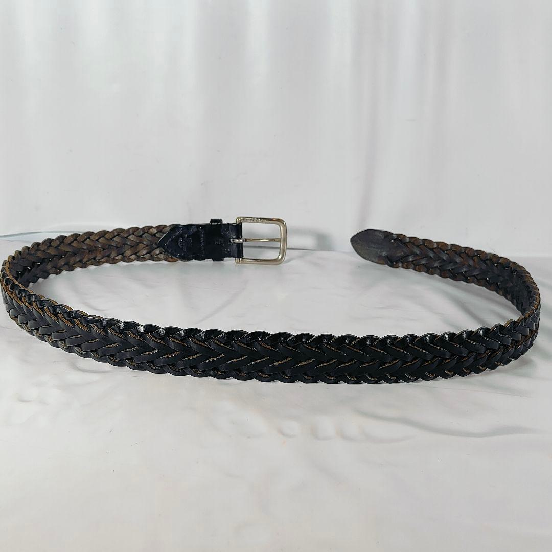 【極美品】Whitehouse Cox 英国製　極厚黒艶編込み　高級ドレスベルト