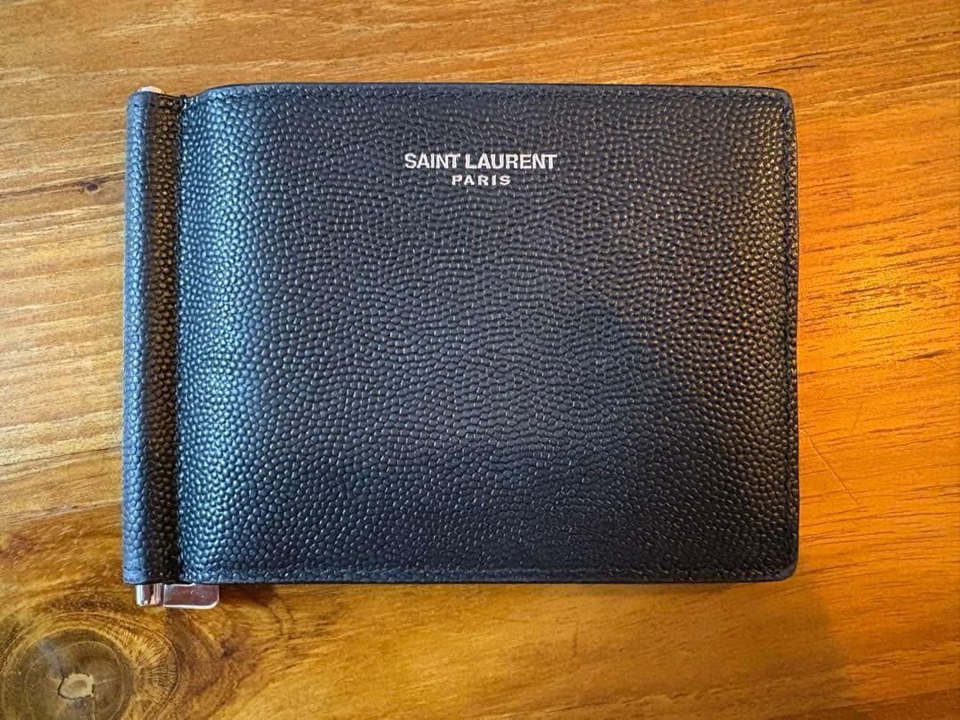 SAINT LAURENT 黒レザー マネークリップ