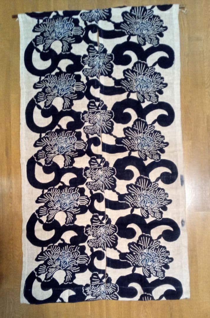 値下げ‼️藍染麻暖簾　麻のれん　厚手麻布のれん　ビンテージ