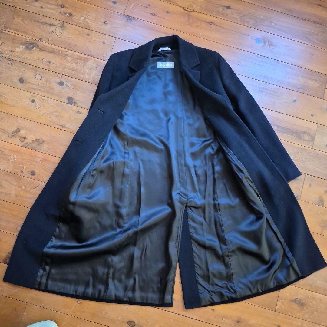 美品★MaxMara 黒チェスターコート　アンゴラ混ウール100%　イタリア製