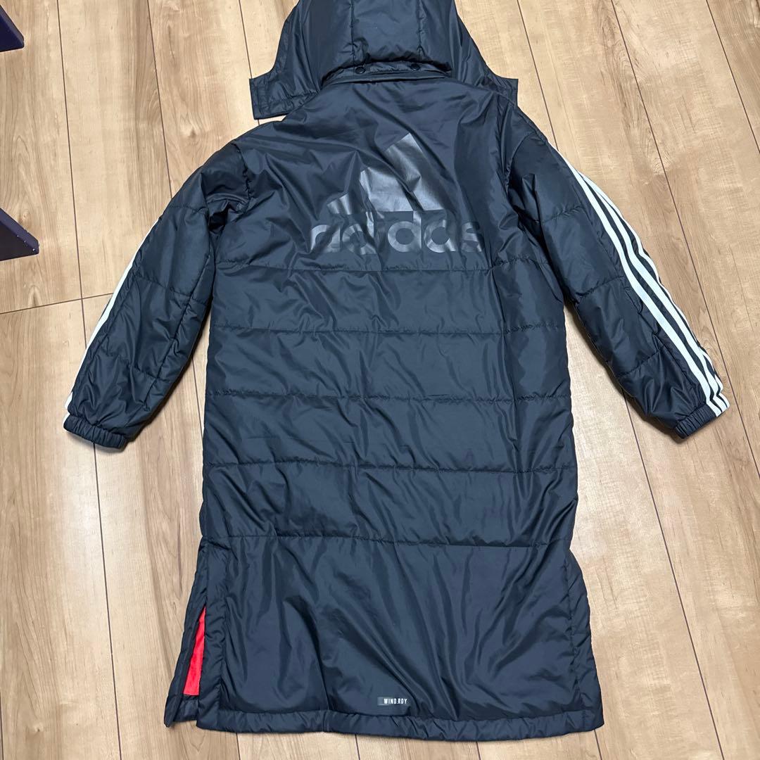 【美品】アディダス ベンチコート ジュニア ブラック/レッド 150cm