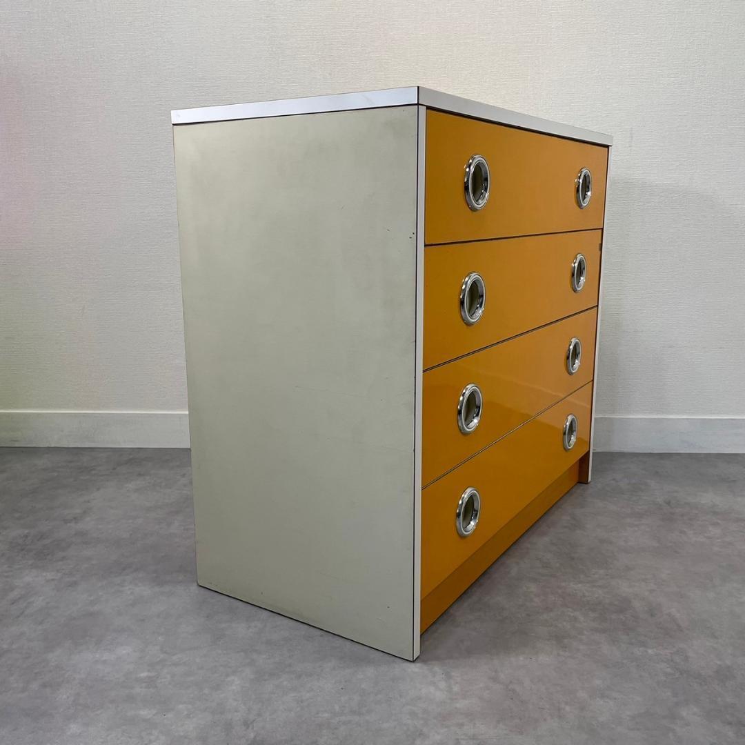 昭和レトロ チェスト オレンジ タンス 4段 引き出し収納 当時物 ヴィンテージ