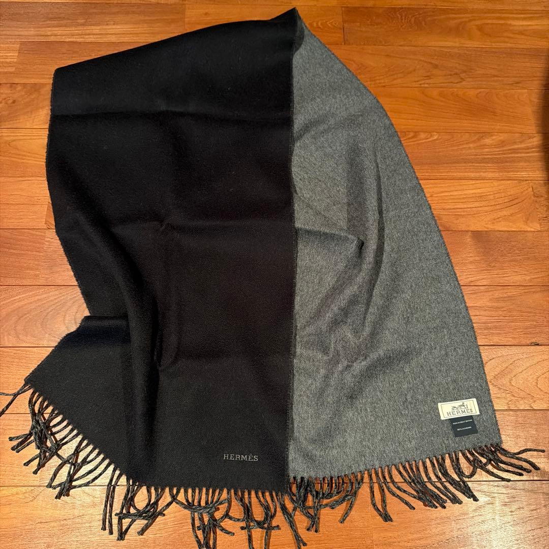 エルメス カシミヤマフラー レクトヴェルソ 黒
