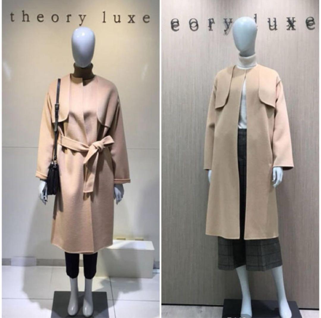 theory luxe　ダブルフェイスノーカラーコート　ウールコート　ロング