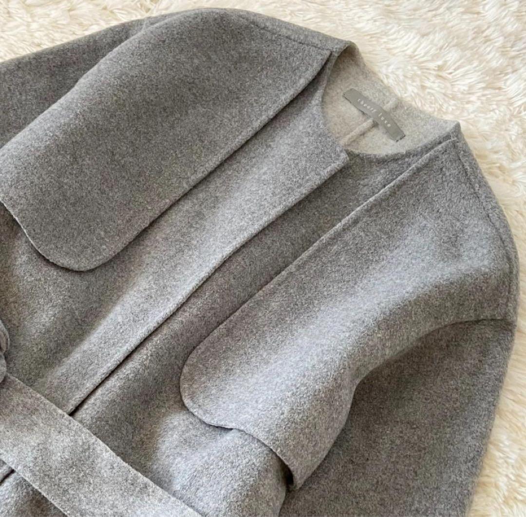 theory luxe　ダブルフェイスノーカラーコート　ウールコート　ロング