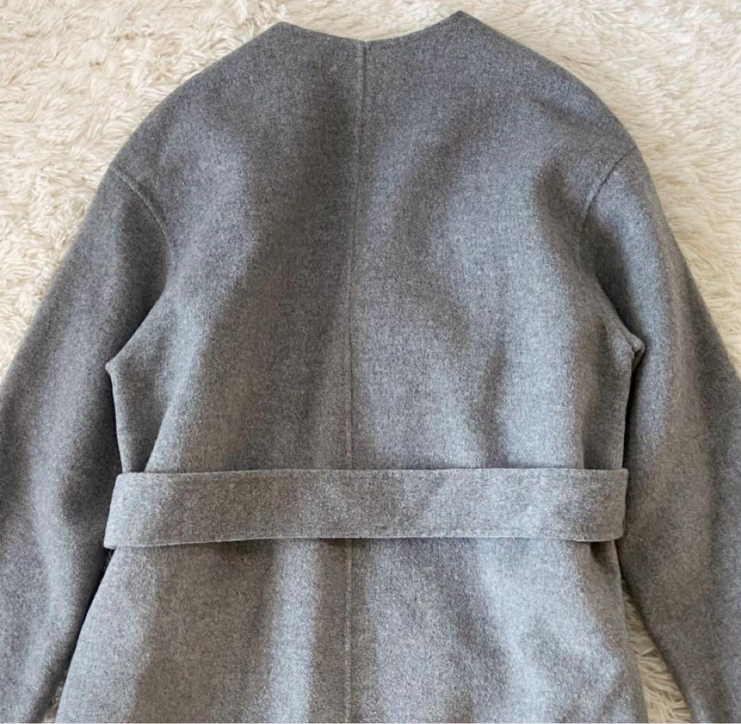 theory luxe　ダブルフェイスノーカラーコート　ウールコート　ロング