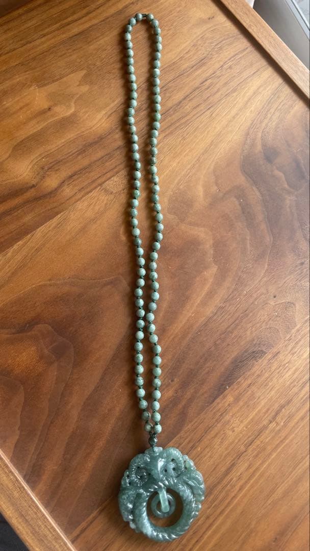 天然石 ミャンマー翡翠 羊の彫刻 ロングネックレス 仕事運順調 吉祥如意