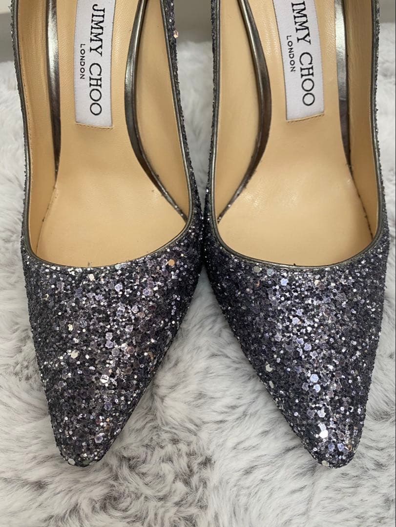 JIMMY CHOO シルバー グリッターパンプス