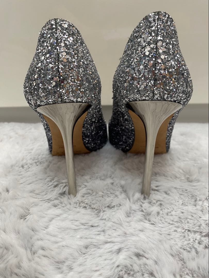 JIMMY CHOO シルバー グリッターパンプス