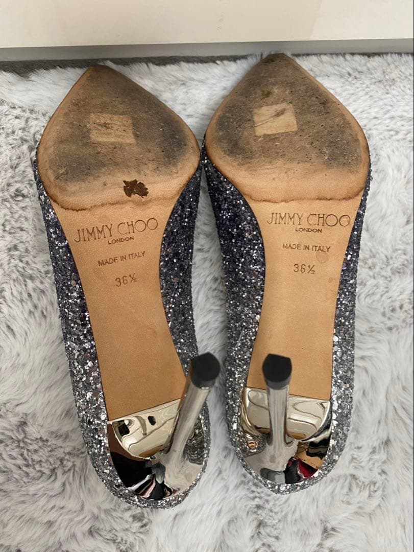 JIMMY CHOO シルバー グリッターパンプス
