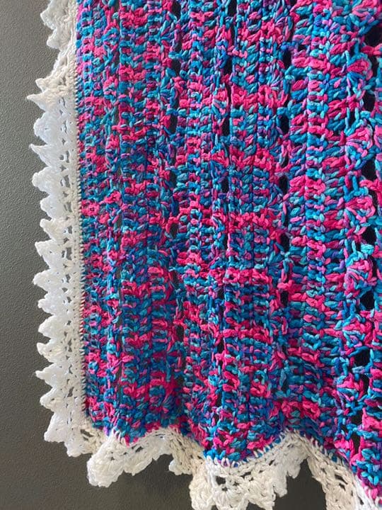 古着 ビンテージ 70s 耳付 グラニー ブランケット キャンプ ラグ 美品