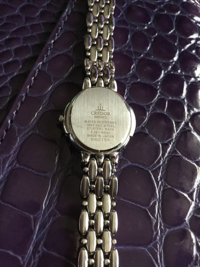 稼働、新品に近い美品セイコークレドール腕時計ピンクタイガー ダイヤモンド