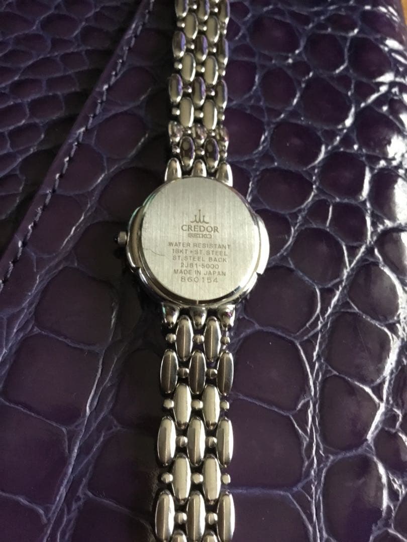 稼働、新品に近い美品セイコークレドール腕時計ピンクタイガー ダイヤモンド