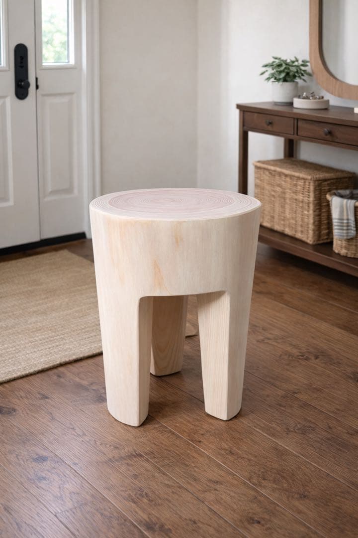 ヒノキ香る天然無垢スツール｜森を歩くようにリラックスできる！ 椅子 丸太 花台