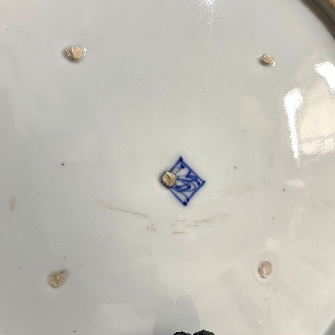 江戸期・古伊万里・酒井田柿右衛門・釉下彩鯉図大皿・有田焼・渦福