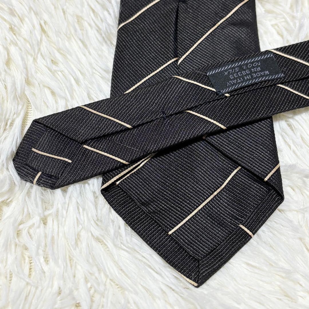 【ほぼ未使用】PRADA ネクタイ　ストライプ　レジメンタル　ブラック