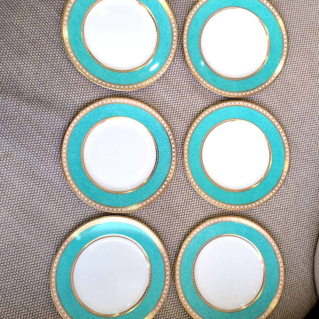  ターコイズブルー 直径18cm皿 6枚セット