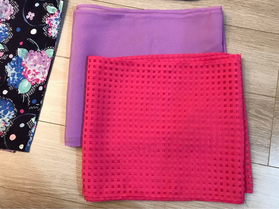 メゾピアノmezzopiano浴衣2way 紫陽花リボン　ネイビー　ラメ　140