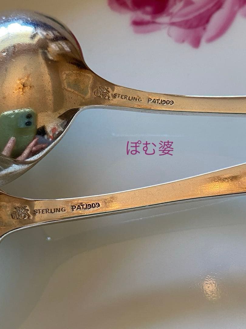 【マイセン／ホワイティング】スープカップ＆ソーサー ２客＋純銀製スプーン ２本